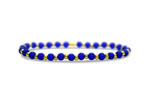 Cobalt Sea Glass Gold Stretch Bracelet