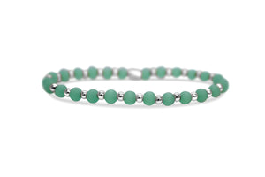 Aqua Sea Glass Silver Stretch Bracelet