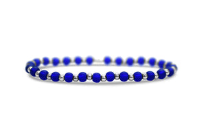 Cobalt Sea Glass Silver Stretch Bracelet