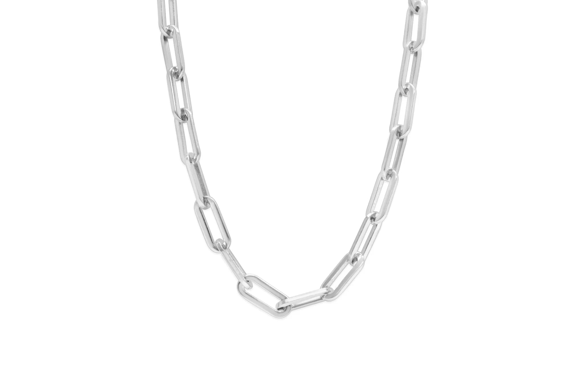 Paperclip Chain Silver Necklace