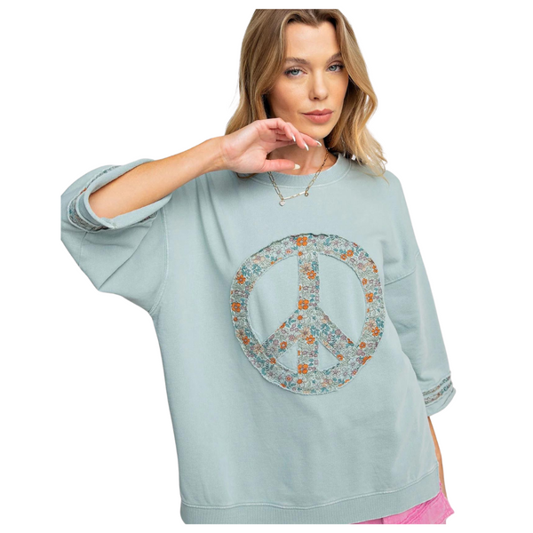 Peace Sign Embroidered Shirt