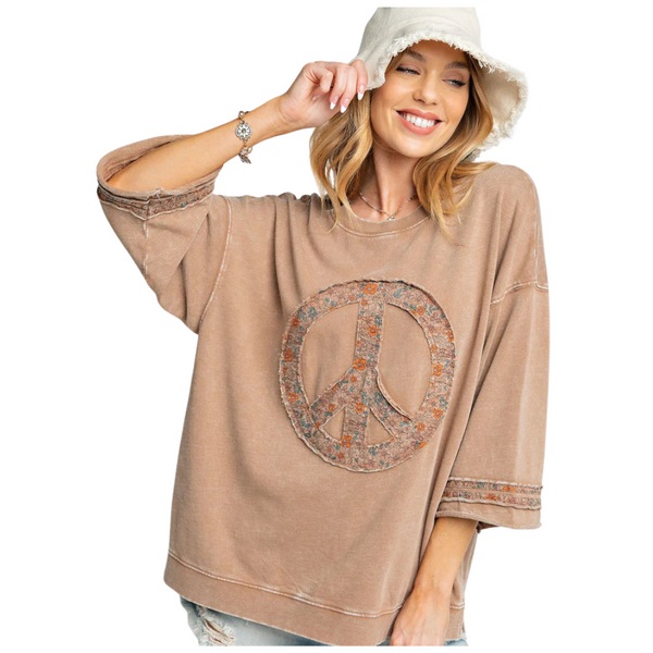 Peace Sign Embroidered Shirt