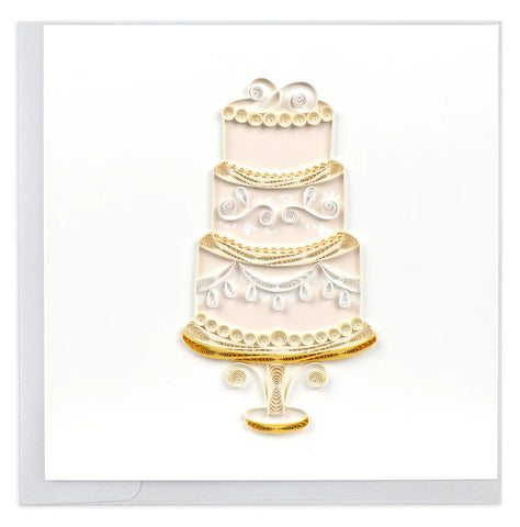 Elegant Wedding Cake Quilling Card