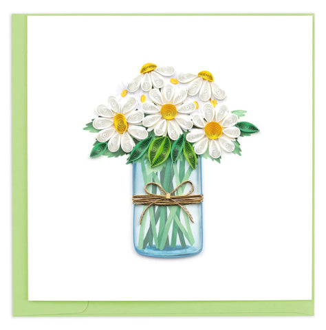 White Daisy Jar Quilling Card