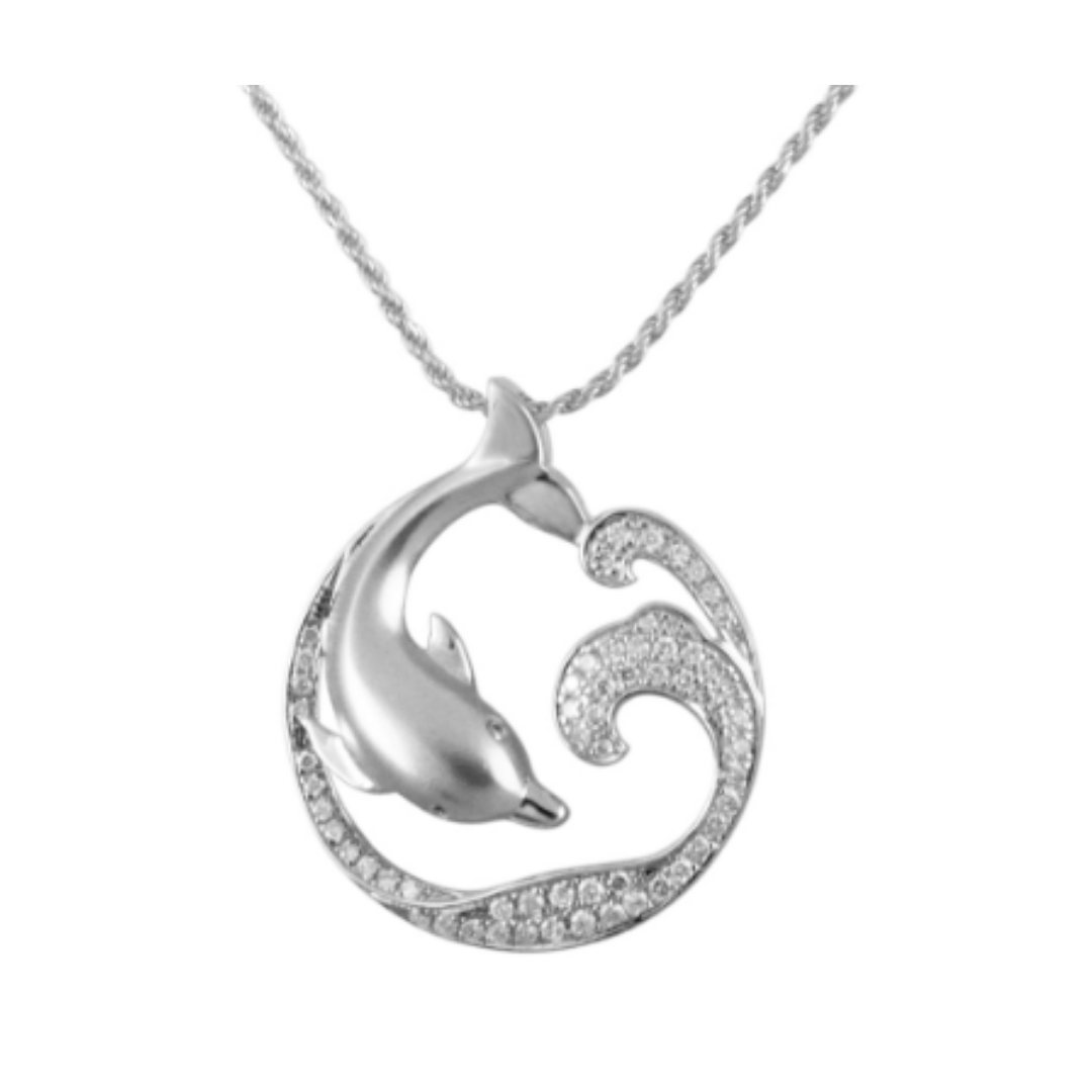 Dolphin Wave Pendant Necklace