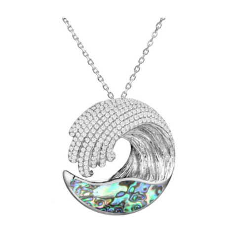 Wave Abalone Large Pendant Necklace
