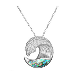 Wave Abalone Medium Pendant Necklace