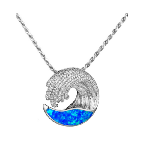 Wave Opal Small Pendant Necklace