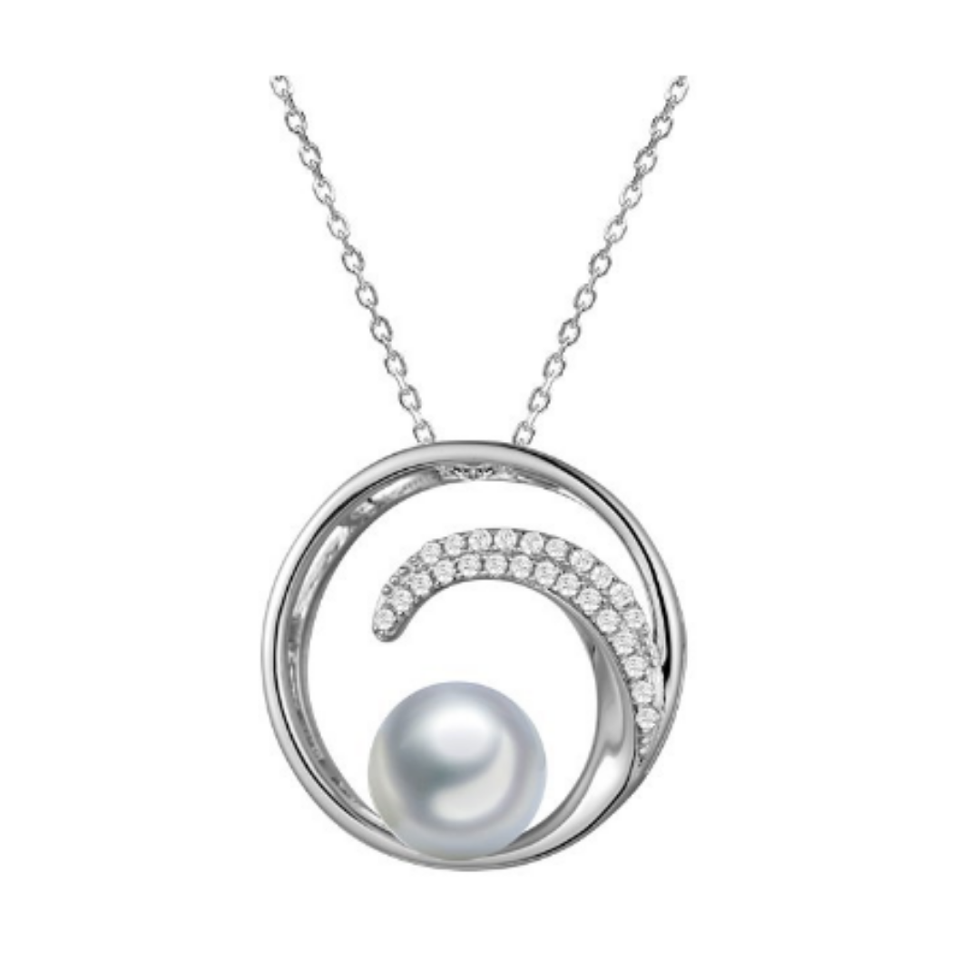 Wave Pearl Pendant Necklace