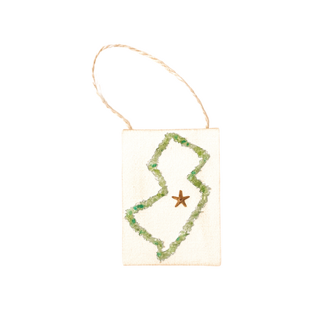 Sea Glass & Starfish NJ Outline Ornament
