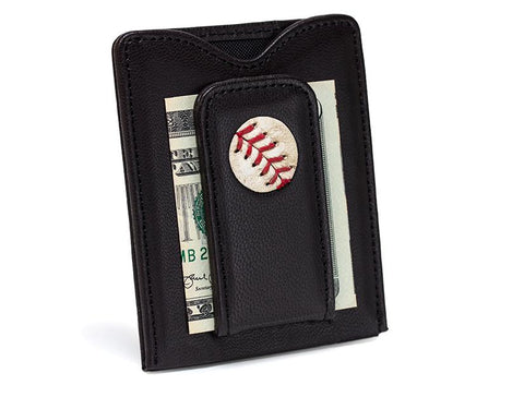 Mets Game Used Baseball Money Clip Wallet